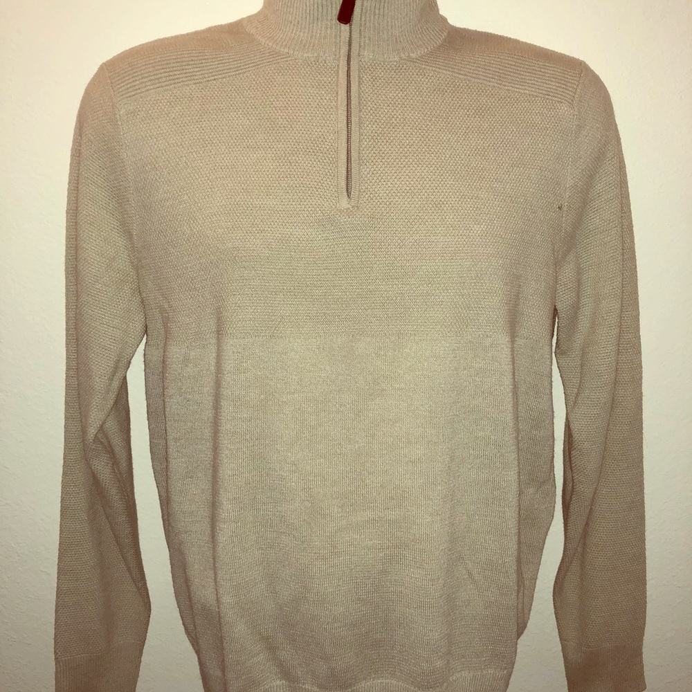 Men's Dockers Beige Zip Up Cardigan Sweater, SizeS